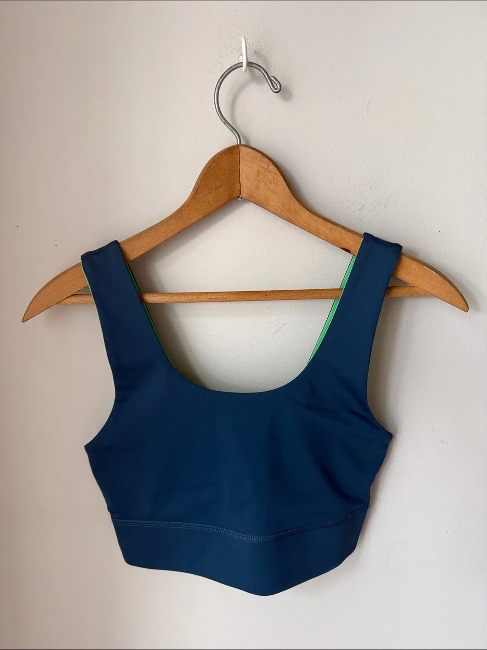 Fabletics Reversible Longline Sports Bra Blue Green Colorblock